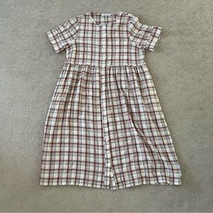 pink plaid madewell midi dress